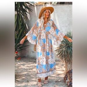 VICI Womens Maxi Dresses | Zena Patchwork Kimono Maxi Dress